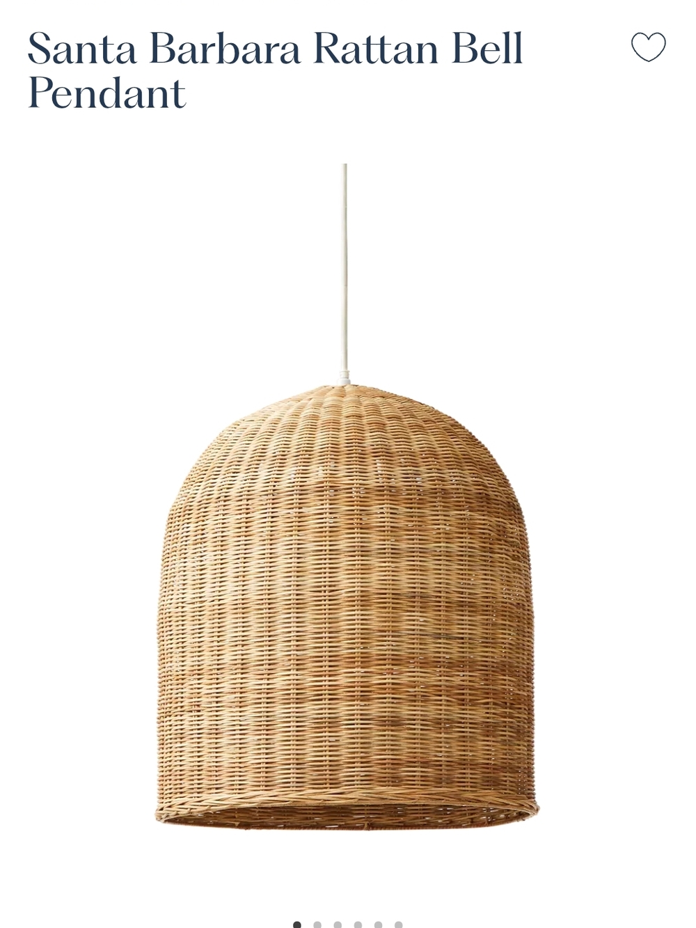Serena & Lily White Rattan Plug In Pendant Lantern - Picture 4 of 5
